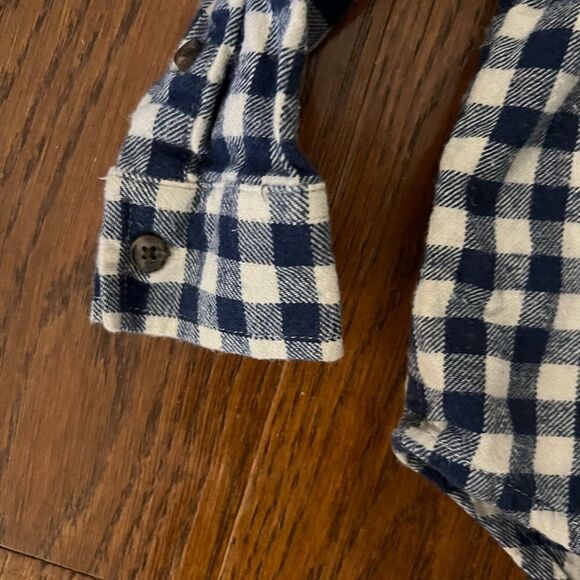 Gymboree 2t navy and cream button down shirt - Picture 2 of 5